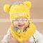 High Quality Fashion Korean Golden Crown Applique Knitted Kids Baby Hat Scarf Set