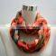 Fashion designer lady chiffon print geometric pattern very cheap loop promotion gift scarf