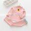 100% cotton high quality solid color autumn embroidery girls clothing sets