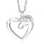 Horse Heart Horse's Head Pendant Necklace Mares Necklace Silver Horse Heart in Love Charm