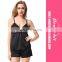 Women Sexy 2 Piece Short Lace Satin Cami Pajamas Sets Sleepwear