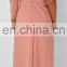 OEM women fashion peach long casual one shoulder dress latest elegant design online low moq 2016