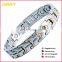 Custom Mens Magnetic Therapy Silver 4 in 1 Permanent Bracelet Stainless Steel Jewelry