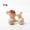 Nature Eco Wood Dog Horse Wooden Friction Car Toy for Baby Children
