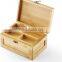 Rectangular wooden bamboo gift packing box with hinged lids