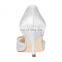 Women latest fancy fashion ankle wrap comfortable pointed toe with rhinestone med heels sandals shoes for ladies party shoe