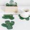 Fashion design environmental wood MDF cup coasters green leaf cactus cup mat decoration mat