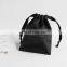 PandaSew Wholesale Luxury Black Drawstring Satin Jewelry Pouch Dust Bag with Custom Logo Printed