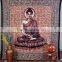 Indian Tapestry Cotton Buddha Print Brown Vintage Wall Hanging Meditation Spiritual Tapestries Throw Bedsheet