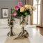 High Stand Ramadan Vase Decor Luxury Gold Wedding Crystal Vase with Lid Flower Glass Arrangement