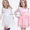 2015 Newest Spring Girl Dresses Girl Lace Bowknot Front Child Clothes Long Sleeve Princess Dress Girl Dress1434