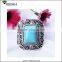 Caroline Rectangle Antique Silver Carve Turquoise Ring