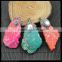 LFD-0035P ~ Wholesale Druzy Turquoise Slice Stone with Pearl Pave Rhinestone Charms Pendants For Necklace