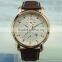 luxury Brand kings Round Dial Gent time Unique Designer Business Male Black wrist watch Leather strap Quartz Men clock