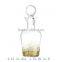 Clear transpant leadfree customized size crystal high quality real gold spot decal wine decanter with stopper