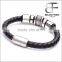 Fashion Stainless steel real leather Infinity bracelet Men Holiday Hand Chains Jewelry Accessories