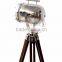 AUTHENTIC MODEL TRIPOD LAMP - NAUTICAL SPOTLIGHT SEARCHLIGHT WITH WOODEN STAND