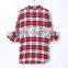Women fashion long sleeve red plaid shirt