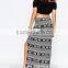 Elephant Print Double Split Maxi Skirt Fashion 2015