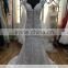 AR-9 Latest Dress Designs Beaded Crystal V-Neck Backless Sleeveless Mermaid Lace Boho Beach Wedding Dress 2016