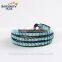 blue turquoise natural multi layer fashion handmade leather bracelet