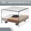 modern living room furniutre glass side table with wheels