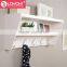 new design Entryway Wall mounted Floating Shelf home furniture eco-friendly wood wall shelf with 5 hooks