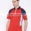 Men Red Colourblocked Spread Collar T-Shirt Stylish Spread Collar Tee Concealed Short Zip Closure Custom Mesh Polyester Material