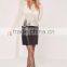 MGOO Newest Design Women Knitwear Sweater Drop Shoulder Loose Neck Distressed Ladder Jumper Cream