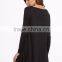 Custom Black Long Sleeve Tee Dress Cotton Spandex Casual Boat Neck Plain Short Tee Dress