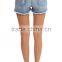 2016 new fashion ladies short tops for jeans ,custom ladies short jeans, hot sell ripped short jeans