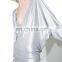 Custom Metallic Silver Surplice Dress with Batwing Long Sleeves
