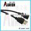 American standard ac power cord heat resistant electric wire hollow pin insulated cable retractable power extension cord
