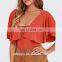 2016 New Style Sexy Orange Lace-up Bodysuit For Ladies Women Jumpsuits