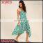 Summer new style deep v neck spaghetti strap dress green sheer chiffon woman dresses