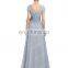 Grace Karin Formal Grey Long Mother of The Bride Lace Dresses Short Sleeve Evening Dress CL4445