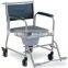 CE Approved Best seller transport commode chair with 4 wheels