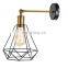 Adjustable Arm Simple Design Metal Wall Lamps E27 With Cage Shade