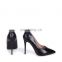 Black beautiful lizard patent design pumps high heels sandals pointed toe heel ladies attractive and black effect shoes