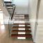 Stainless Steel Walnut Wood Steps Floating Staircase With Balustrade