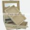 Custom luxury leather jewelry display case,travel jewelry case with mirror and lock,light gold leather jewelry gift box