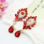 Korean Wind Women Crystal Rhinestone Leaves Water Drop Earrings Wedding Gift