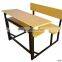 Double school desk and chair,MDF desk and bench
