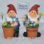 Garden Elves water the flowers figurine with Solar lawn lamp decorative