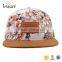 Leather Patch Wholesale Flat Brim Camp Custom Floral 6 Panel Hat