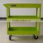 green tool trolley with handle and wheels