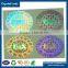 3d/2d square silver pet reflective metal label with gold stamping hologram sticker