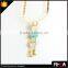 Fashion 3 Turquoise Stone Charms 18K Gold Choker Chain Necklace