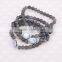 Natural Labradorite Stone Beaded Bracelets, with Pave Crystal Moonstone Connector Gemstone Druzy Bracelet