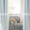 solid color sky blue and white sheer grommet blackout curtain